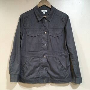 Croft & Barrow Barn Field Jacket Womens PM Gray Utility Chore Coat Military Army